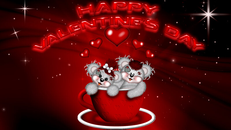 Two Teddy Bears in Cup