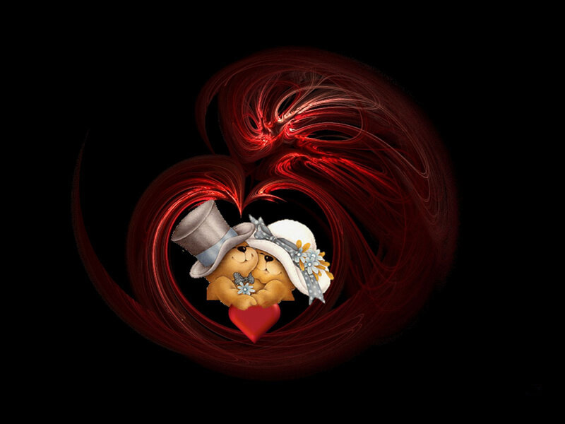Two Teddy Bears in Heart
