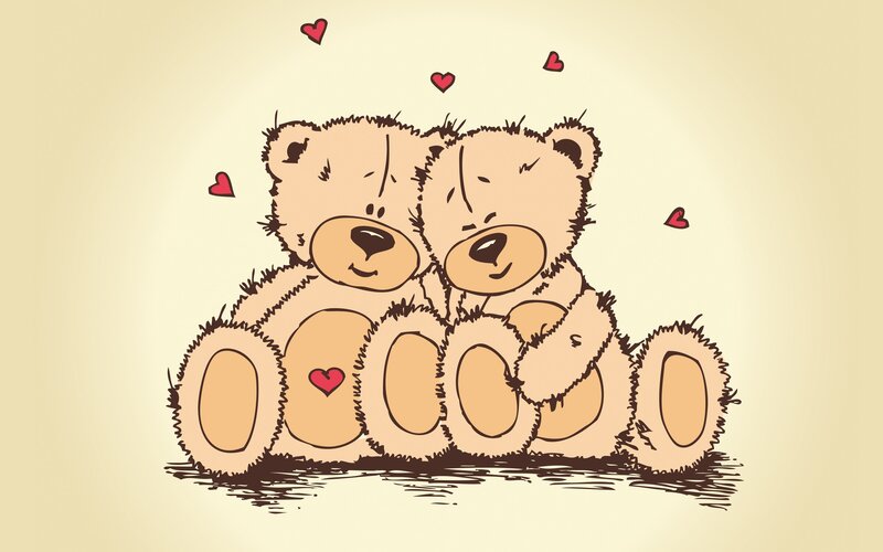 two teddy bears in love