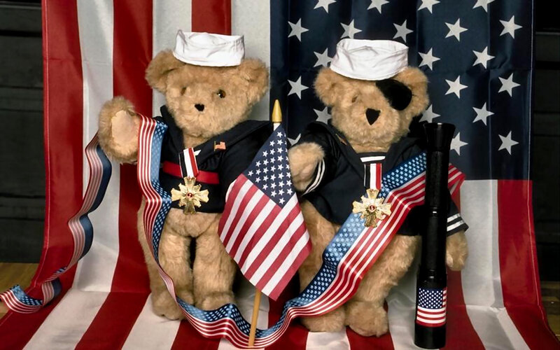 Two Teddy Bears in Uniform