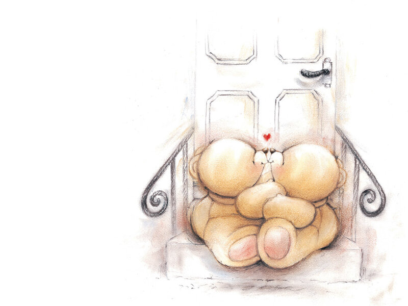 Two Teddy Bears Kissing — Beige