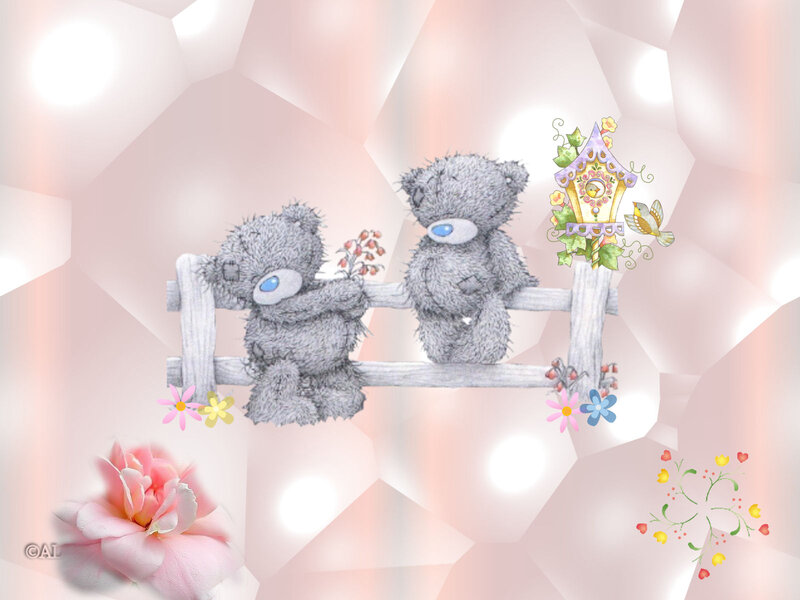 Two Teddy Bears on Bench