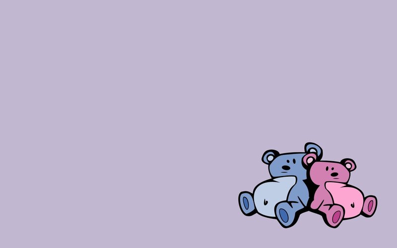 two teddy bears on purple