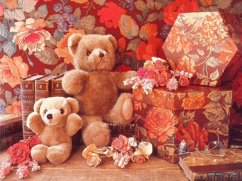 Two Teddy Bears on Table