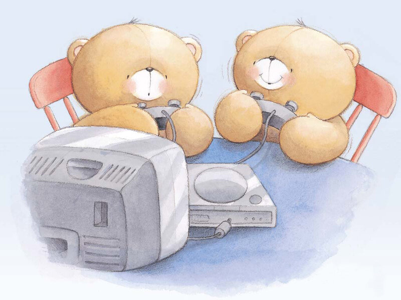 Two Teddy Bears Playing