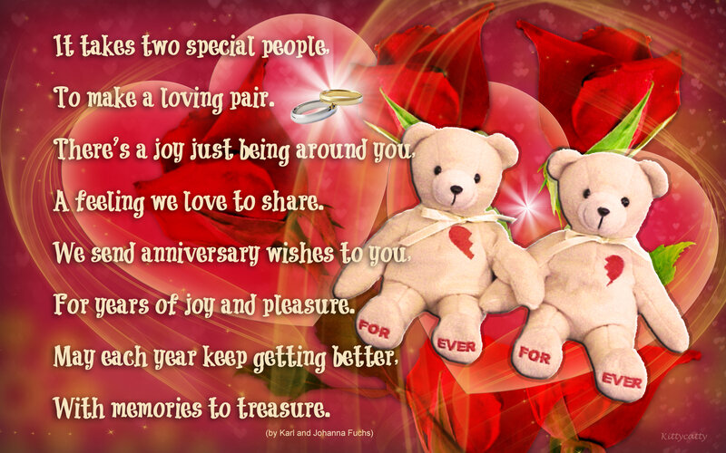 Two Teddy Bears — Red, Romantic, Digital Art, Roses