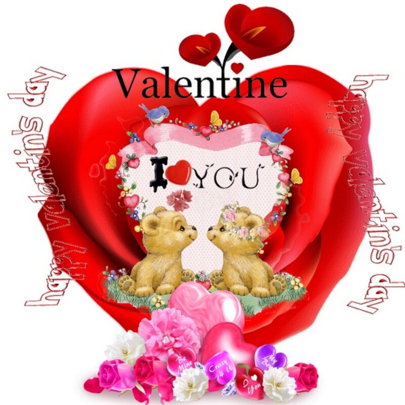 Two Teddy Bears — Red, Romantic, Illustration