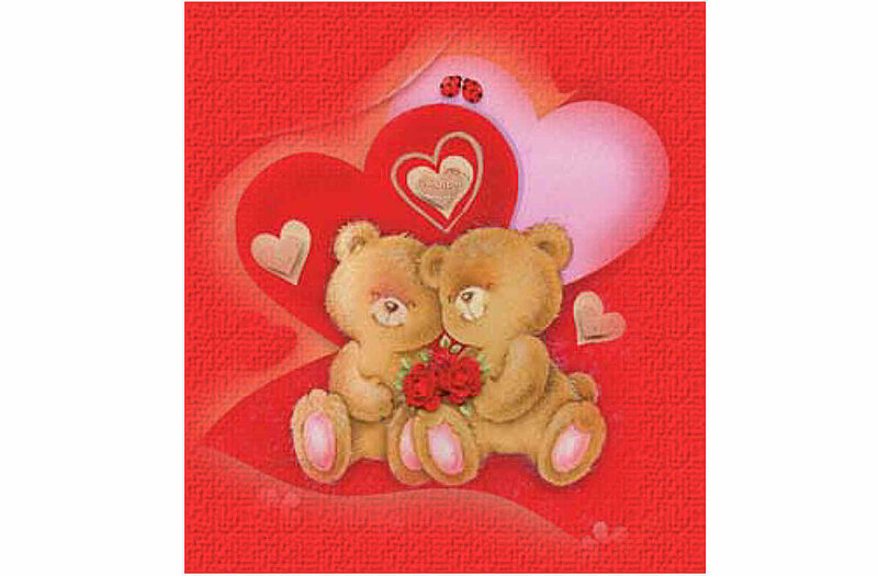 Two Teddy Bears — Red, Romantic