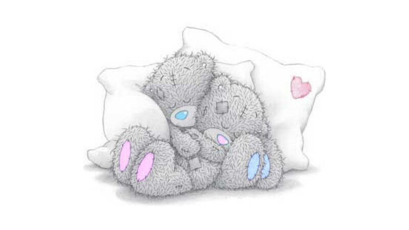 Two Teddy Bears Sleeping — Gray