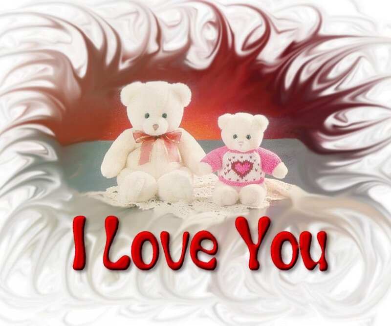 Two Teddy Bears — White, Romantic