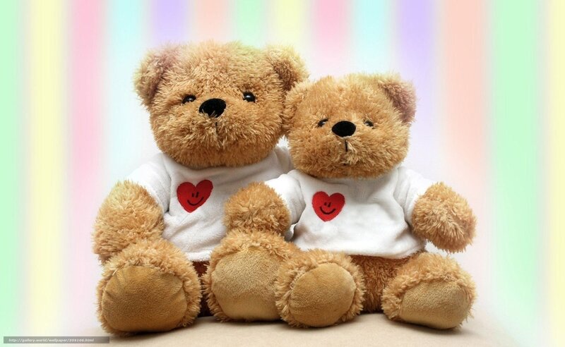 Two teddy bears with hearts
