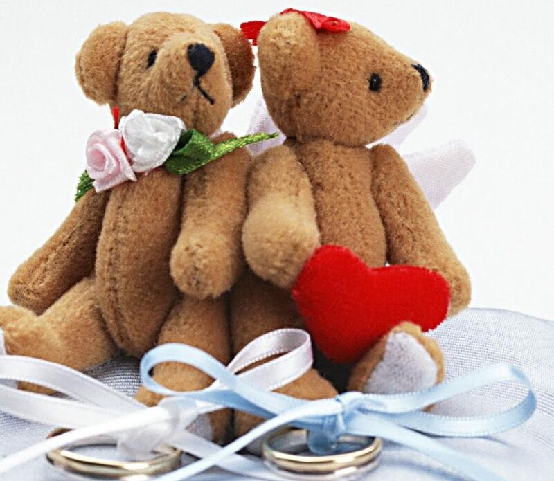 Two Teddy Bears with Rings