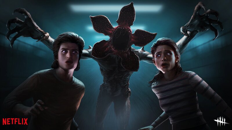 Two Teenagers Facing Monster
