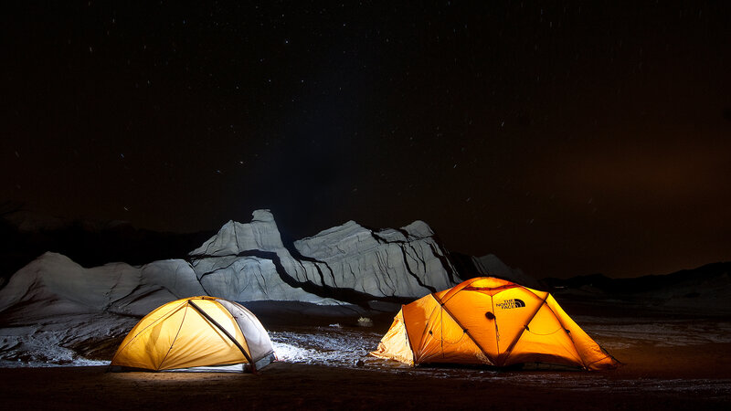 Two Tents at Night — Orange