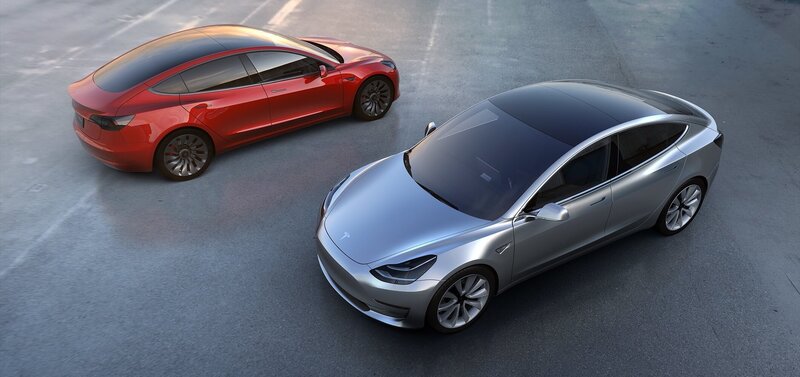 Two Tesla Model 3 Cars