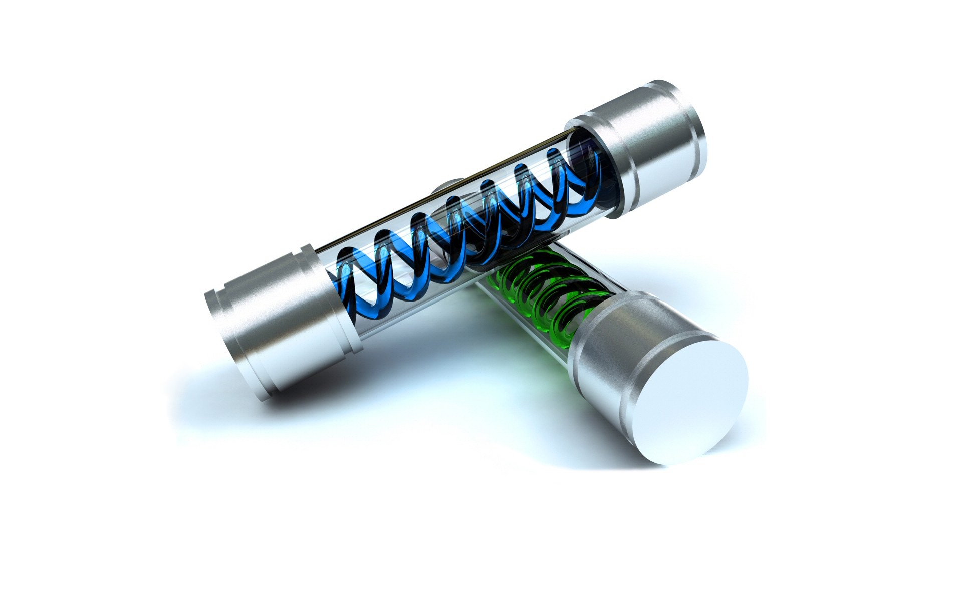 Two test tubes with coils