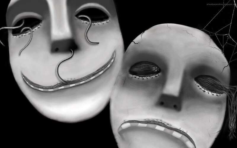 Two Theatrical Masks — Black, Dramatic