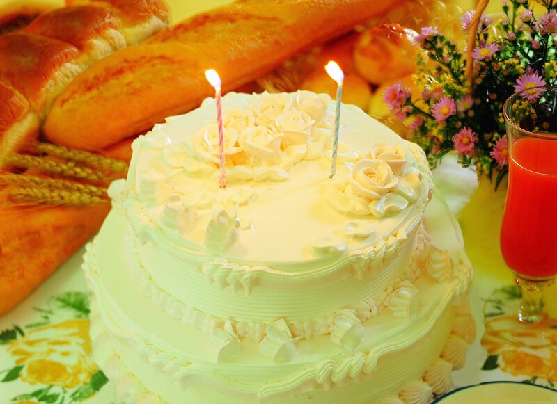 Two-tiered Cake with Candles