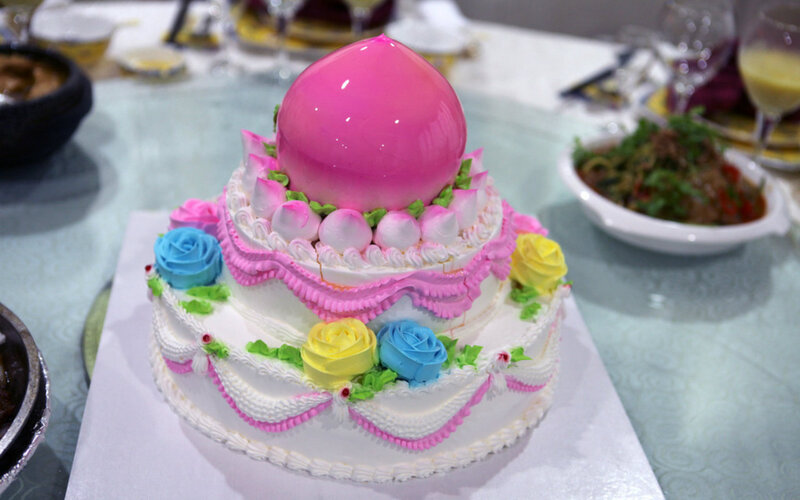Two-tiered Cake with Peach