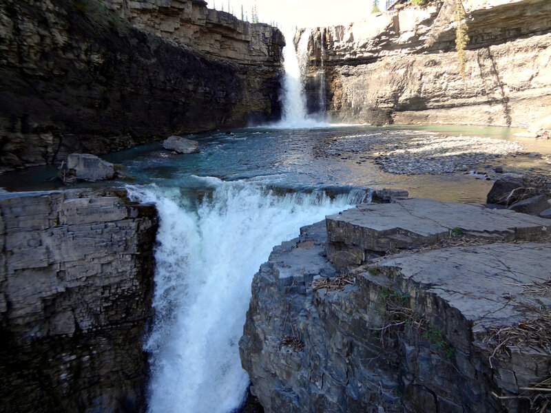 Two-tiered Waterfall — Gray