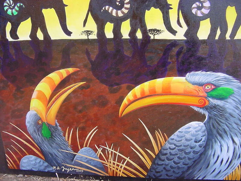Two Toucans in Grass
