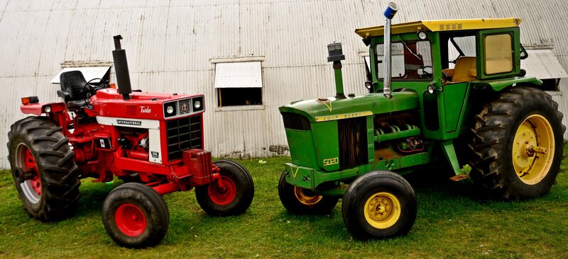 Two Tractors on Grass