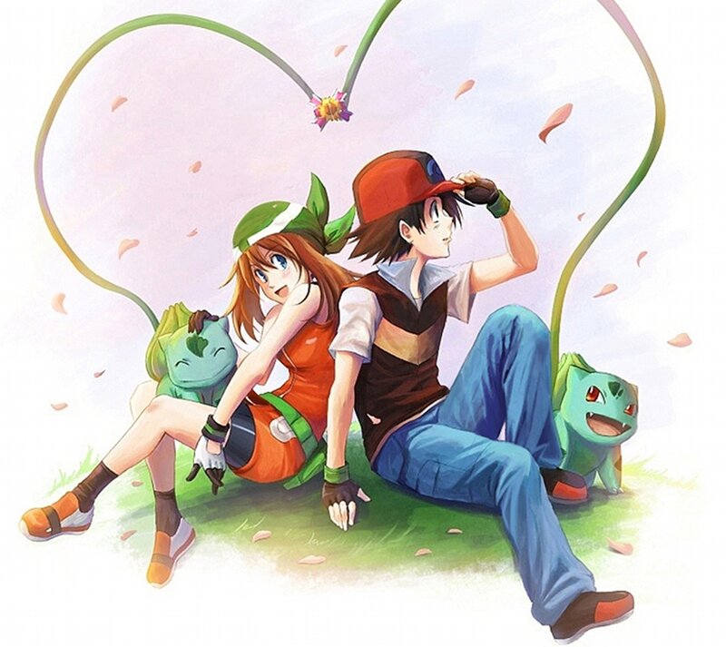 Two Trainers with Pokémon — Green