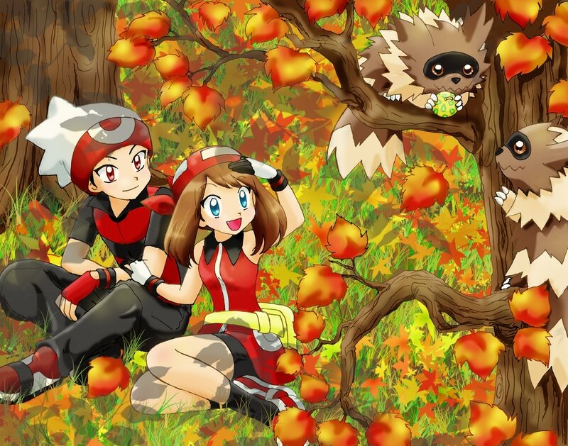 Two Trainers with Pokémon — Orange