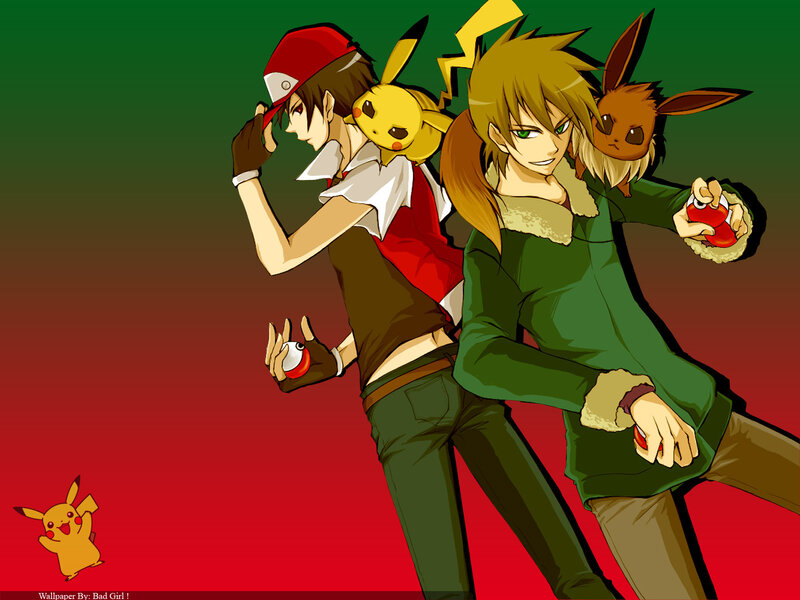 Two Trainers with Pokémon — Red