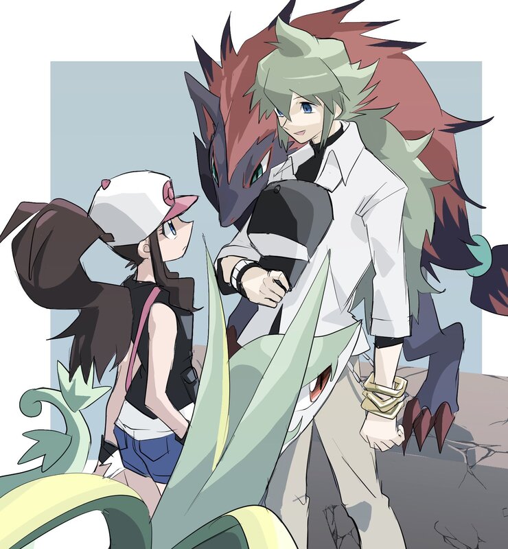 Two Trainers with Pokémon — White, Calm