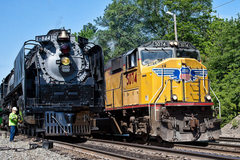 Two trains on parallel tracks