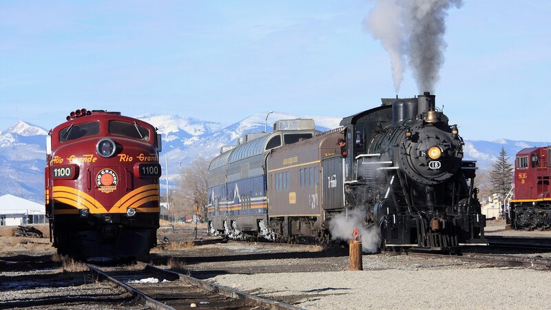 Two Trains on Tracks — Red, Dramatic