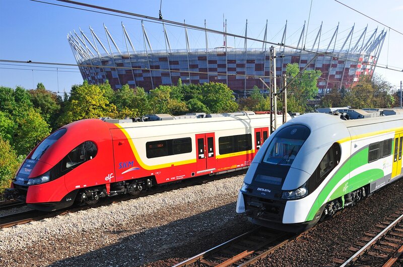 Two Trains on Tracks — Red