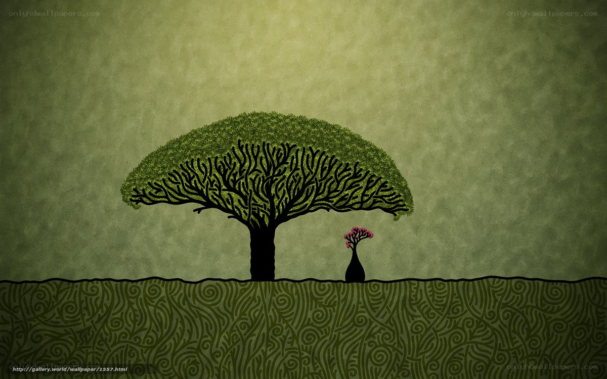 Two Trees in a Green Landscape