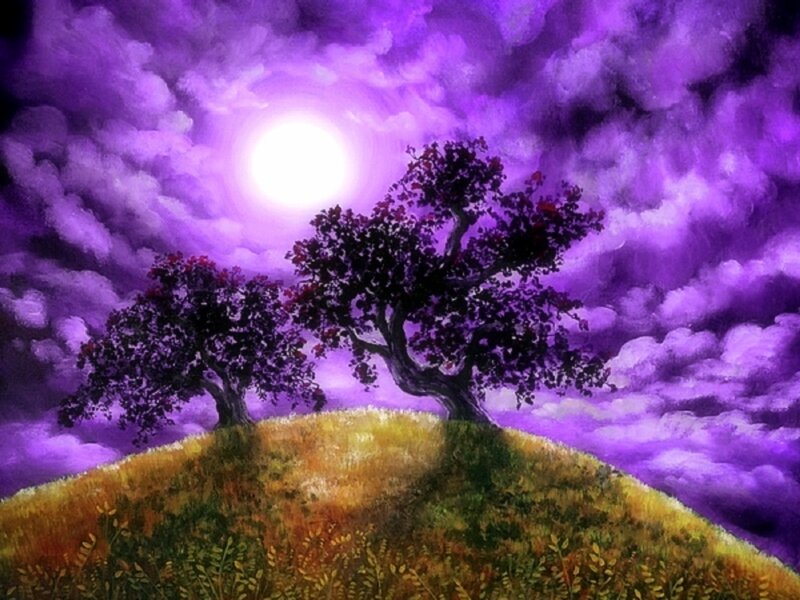 Two Trees on a Hill — Purple