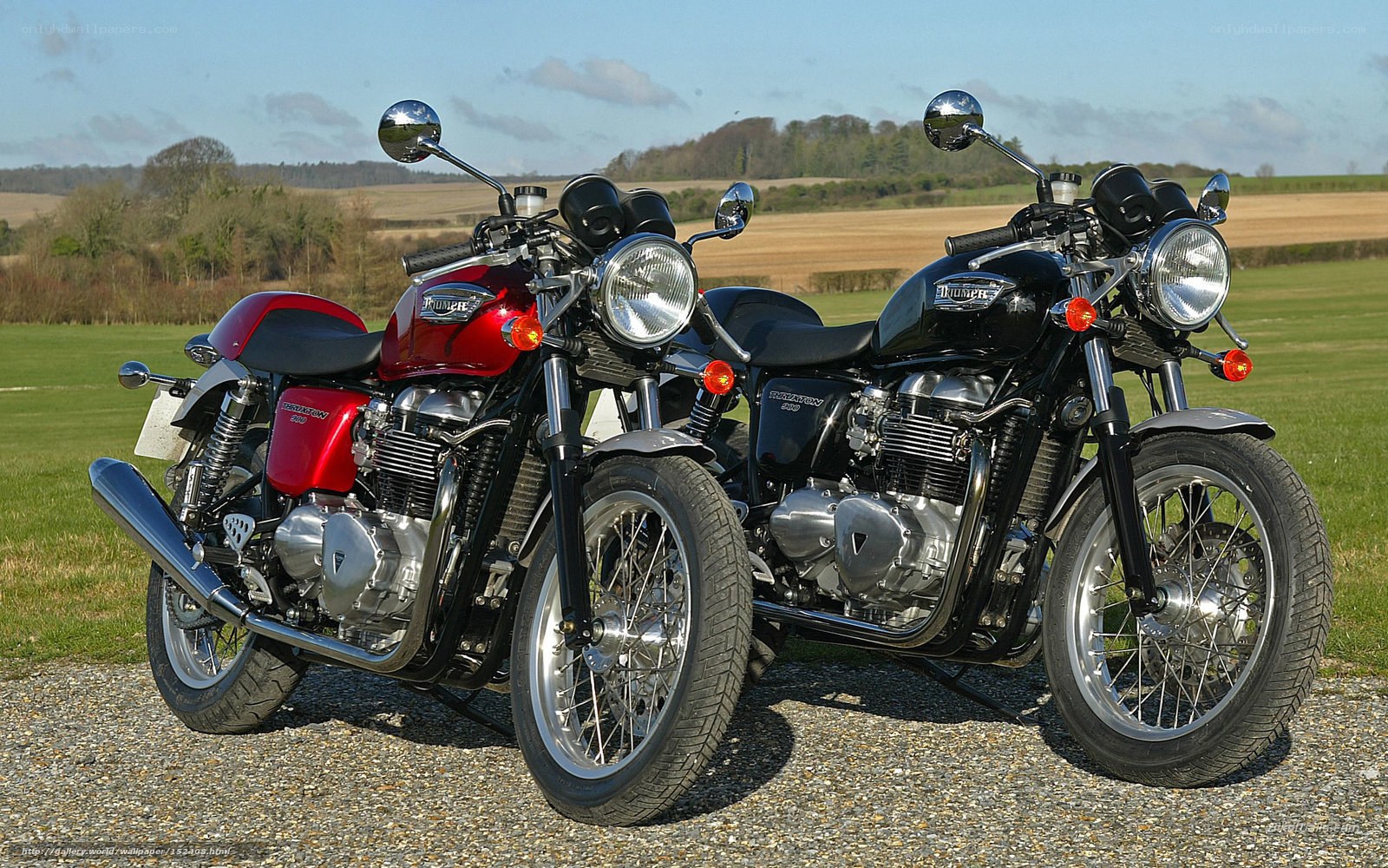 Two Triumph motorcycles side by side