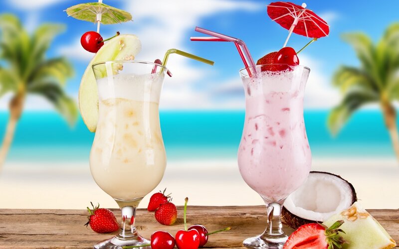 Two Tropical Drinks — Blue, Afternoon