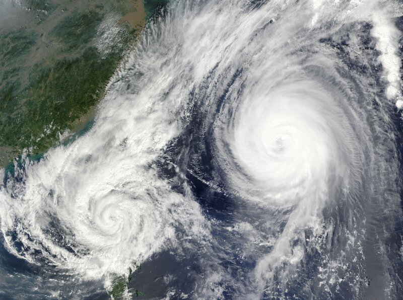 Two typhoons over East Asia