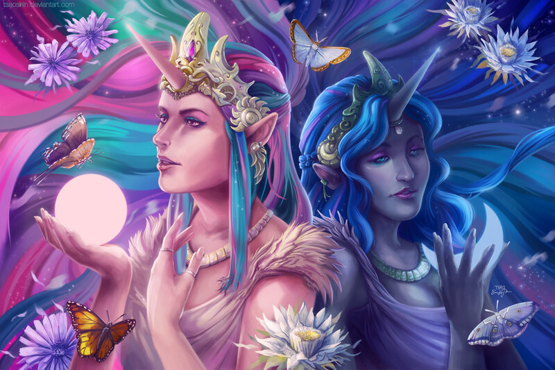 Two Unicorn Women — Purple, Serene