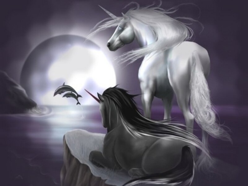 Two Unicorns by Water