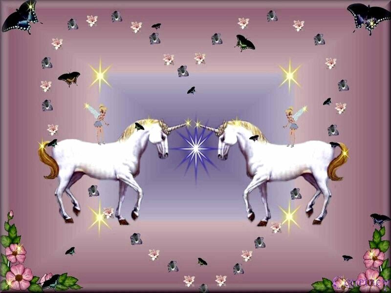 Two Unicorns Facing Each Other — Purple