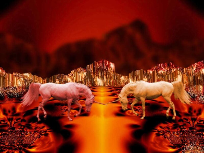 Two Unicorns Fighting