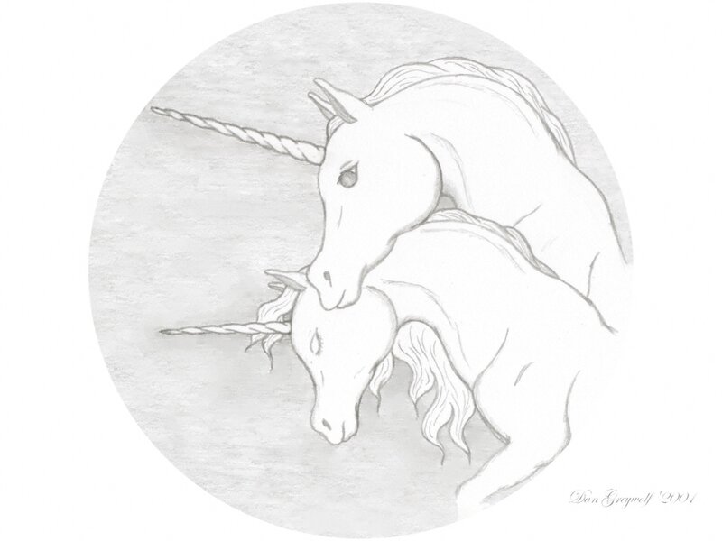 Two unicorns in a circle