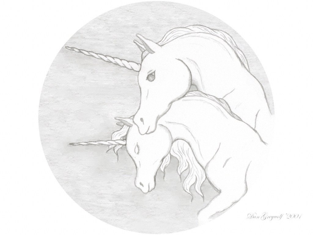 Two unicorns in a circle