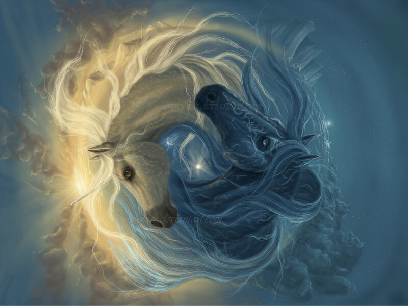 Two Unicorns in Motion