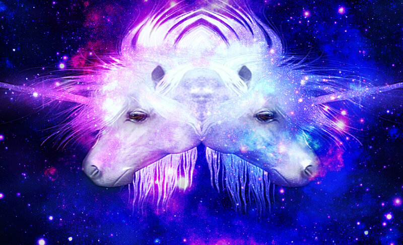Two Unicorns in Space — Purple