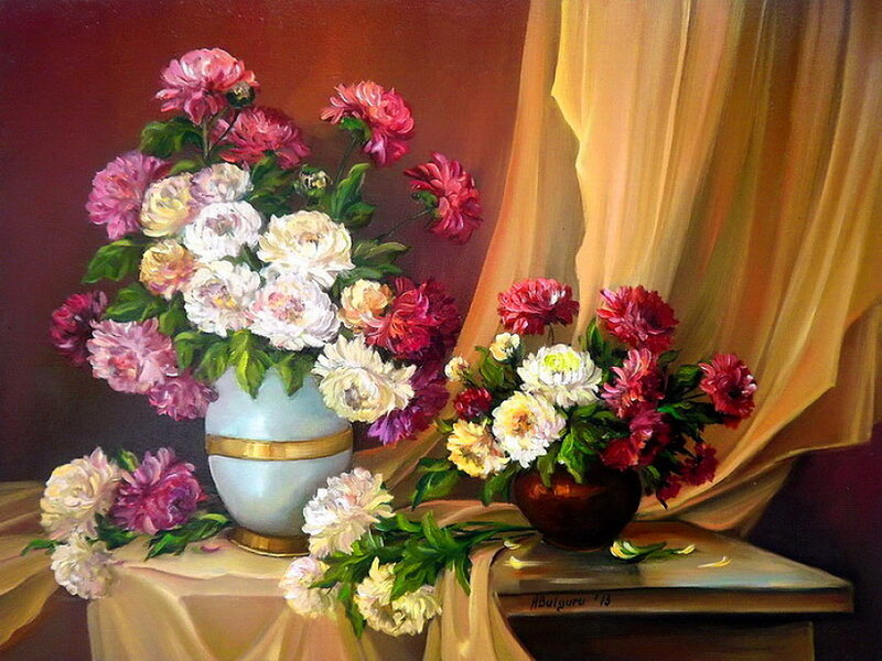 Two Vases of Peonies
