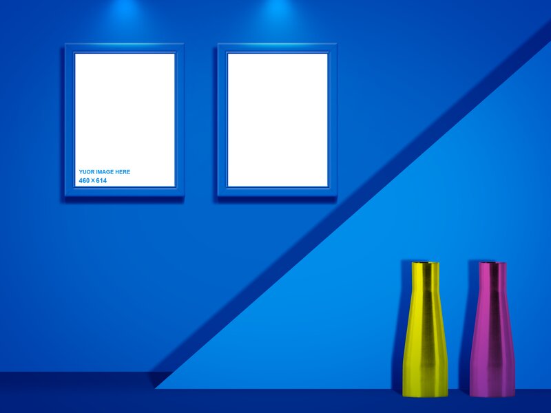 Two Vases on Blue Wall