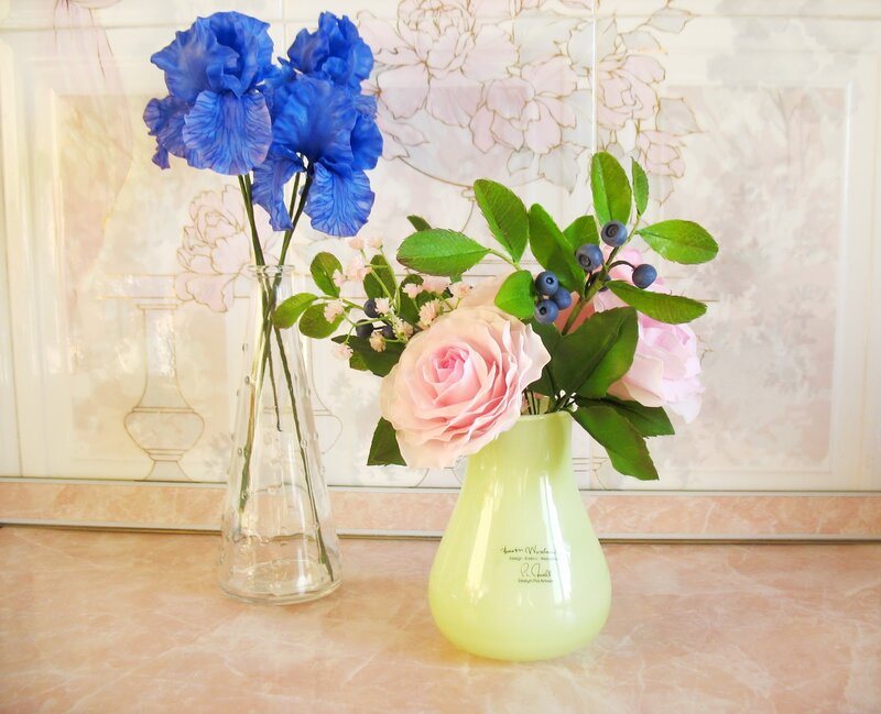 Two Vases with Flowers — Blue