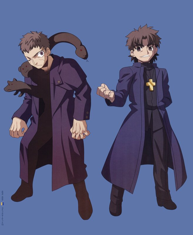 Two versions of a character with animals